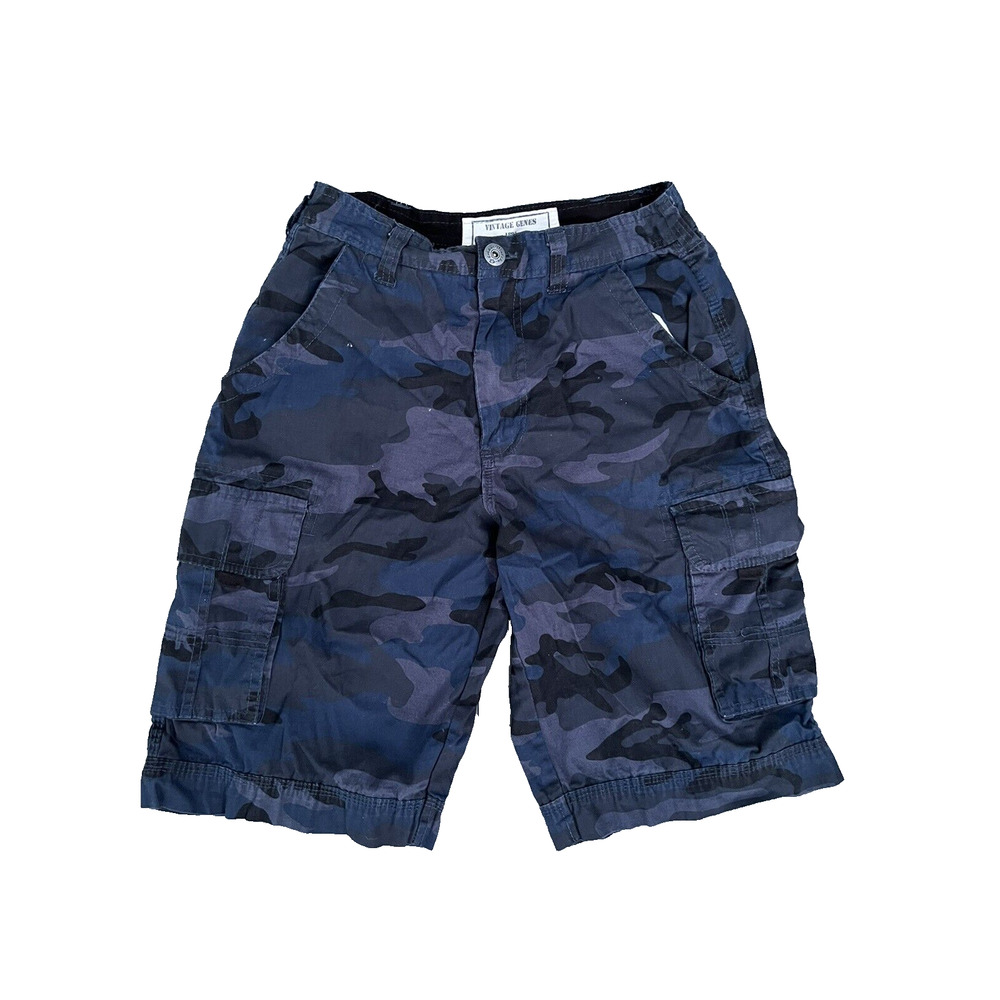 Vintage Genes Mens Blue Camouflage Outdoor Hiking Shorts size 30 A000324